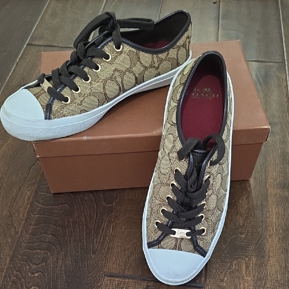Coach Women's Canvas Sneakers - Black and Tan
